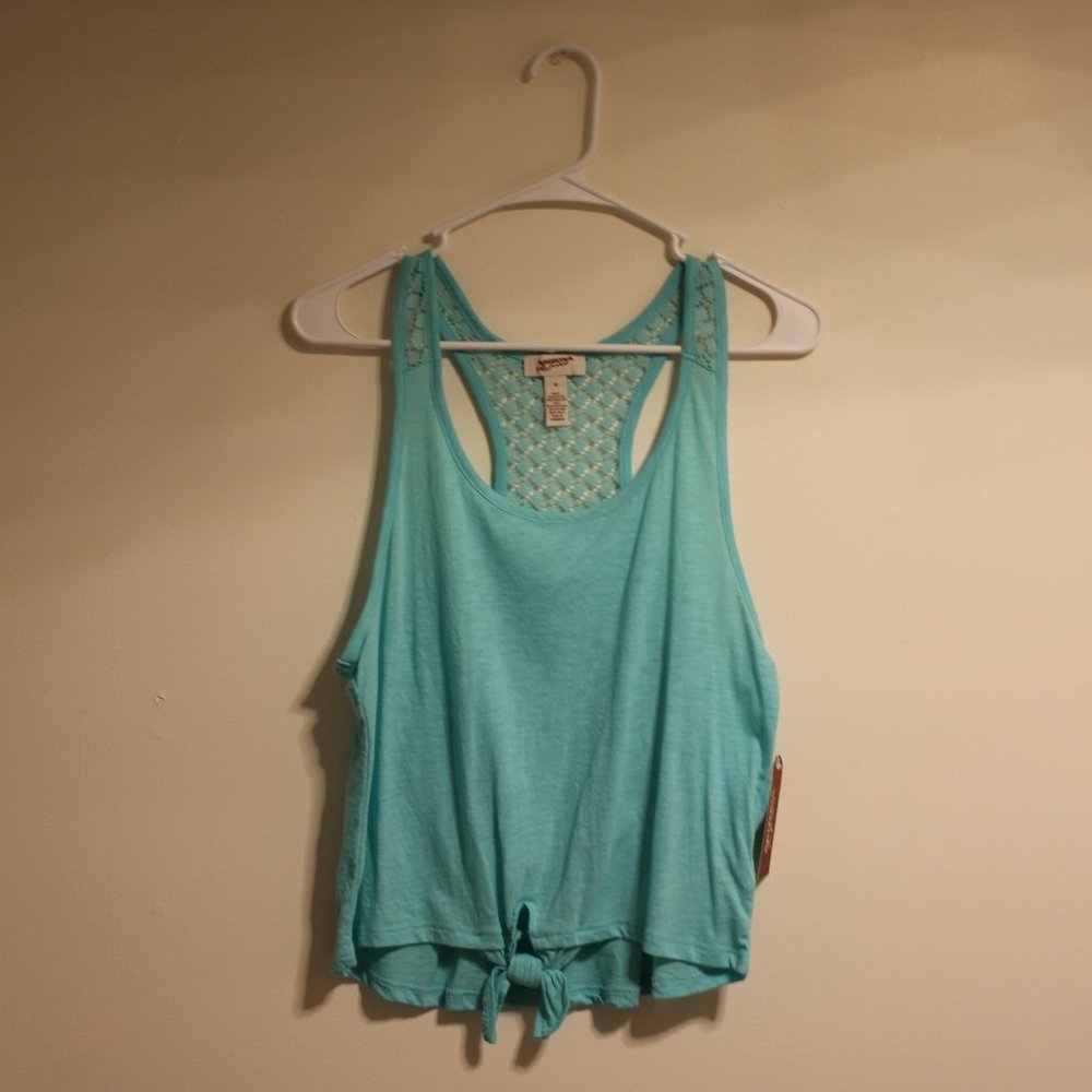 Arizona Jeans Teal Blue Lace Detail Tank Top